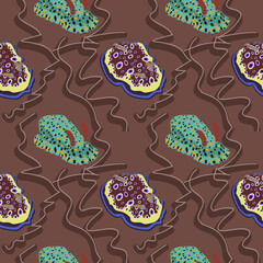 various types of malusks in a 3D volumetric maze on a black background.