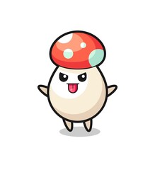 naughty mushroom character in mocking pose