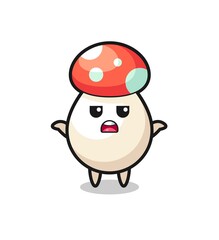 mushroom mascot character saying I do not know
