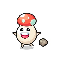 the happy mushroom cartoon with running pose