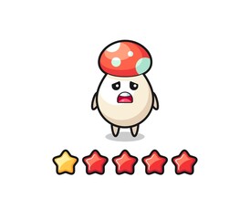 the illustration of customer bad rating, mushroom cute character with 1 star