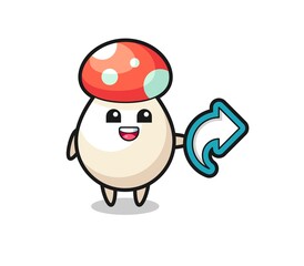 cute mushroom hold social media share symbol