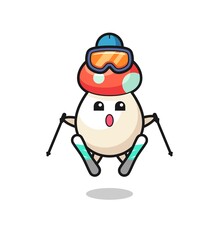 mushroom mascot character as a ski player