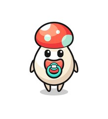 baby mushroom cartoon character with pacifier