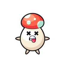 character of the cute mushroom with dead pose