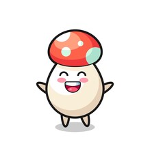 happy baby mushroom cartoon character