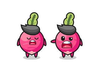 Fotobehang illustration of the argue between two cute radish characters © heriyusuf