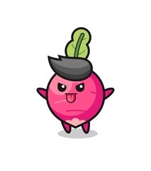 naughty radish character in mocking pose