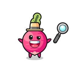 Obraz premium illustration of the radish mascot as a detective who manages to solve a case