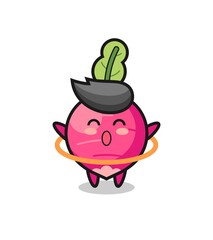 Fototapeta premium cute radish cartoon is playing hula hoop
