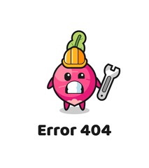 error 404 with the cute radish mascot