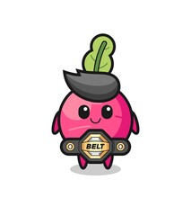 Naklejka premium the MMA fighter radish mascot with a belt