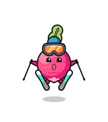 Fototapeta premium radish mascot character as a ski player