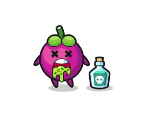 illustration of an mangosteen character vomiting due to poisoning