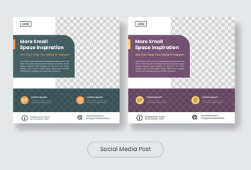 Small space inspiration social media post template banner set