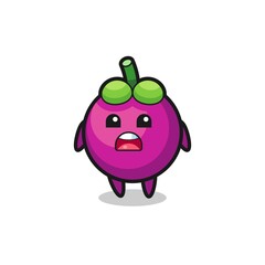 mangosteen illustration with apologizing expression, saying I am sorry