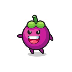 mangosteen cartoon with very excited pose