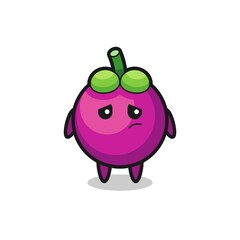 the lazy gesture of mangosteen cartoon character