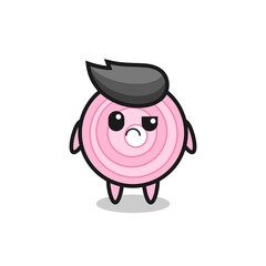 the mascot of the onion rings with sceptical face