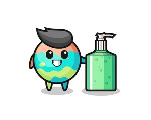 cute bath bombs cartoon with hand sanitizer