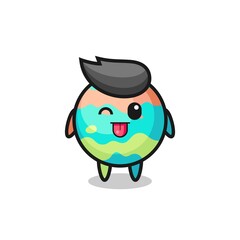 Fototapeta premium cute bath bombs character in sweet expression while sticking out her tongue