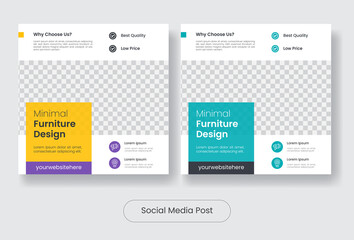 Furniture design social media post banner template set