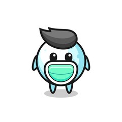 cute snow ball cartoon wearing a mask