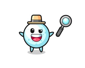 Fototapeta premium illustration of the snow ball mascot as a detective who manages to solve a case