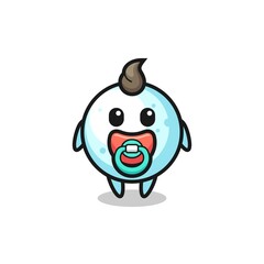 baby snow ball cartoon character with pacifier