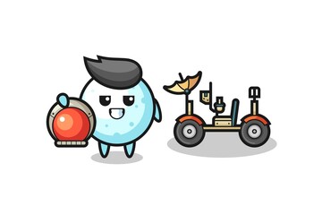 Fototapeta premium the cute snow ball as astronaut with a lunar rover