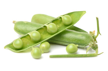 Fresh peas isolated on white background 