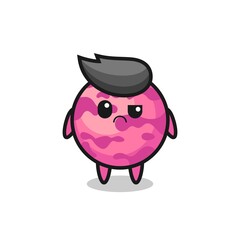 the mascot of the ice cream scoop with sceptical face