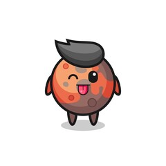 cute mars character in sweet expression while sticking out her tongue