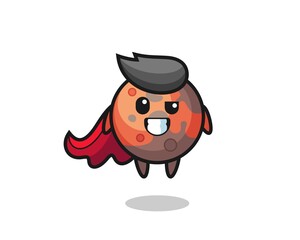 the cute mars character as a flying superhero