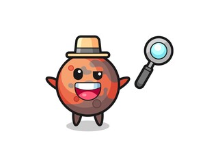 Fototapeta premium illustration of the mars mascot as a detective who manages to solve a case