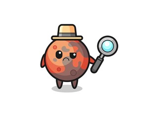 the mascot of cute mars as a detective