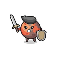 Obraz premium cute mars soldier fighting with sword and shield