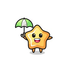 cute star illustration holding an umbrella