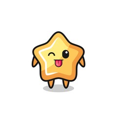Obraz premium cute star character in sweet expression while sticking out her tongue