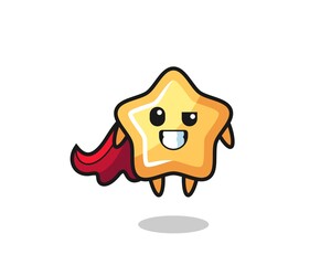 the cute star character as a flying superhero