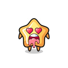Obraz premium the falling in love expression of a cute star with heart shaped eyes