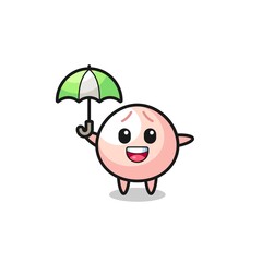 cute meatbun illustration holding an umbrella