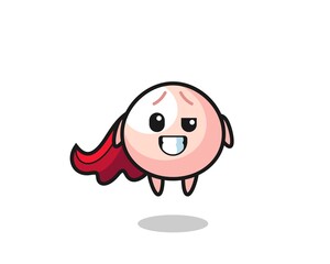the cute meatbun character as a flying superhero
