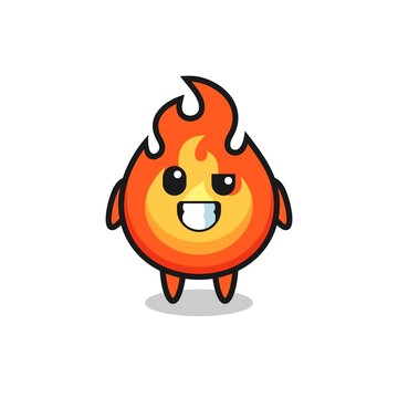 cute fire mascot with an optimistic face