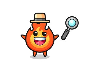 Fototapeta premium illustration of the fire mascot as a detective who manages to solve a case