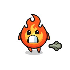 the illustration of the fire cartoon doing fart