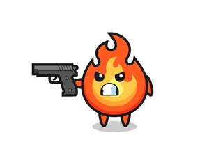 the cute fire character shoot with a gun