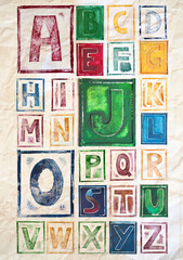 Obraz premium Typography collection of Ink stamp hand drawn Alphabet.
