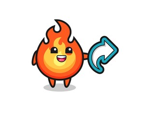 cute fire hold social media share symbol