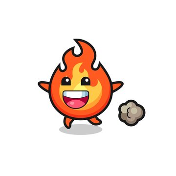 the happy fire cartoon with running pose